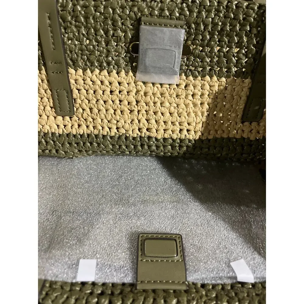 MICHAEL KORS $198  Quinn Large North South Woven Tote Safari Green - Picture 4 of 4